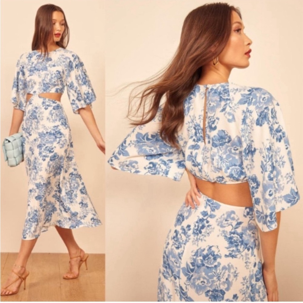 Reformation Benny cutout crepe midi dress size 2